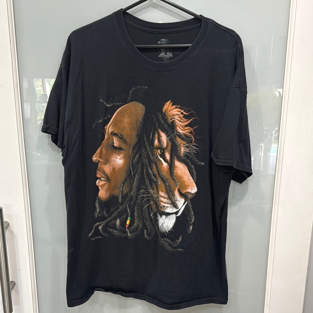 Bob Marley Lion Rasta Men's Black Reggae Rasta T-Shirt Sz XL